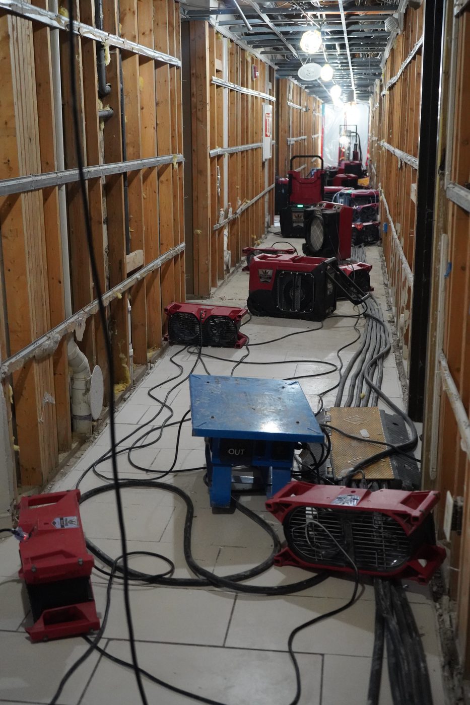 Professional drying equipment deployed in a West Bloomfield, MI lakefront property