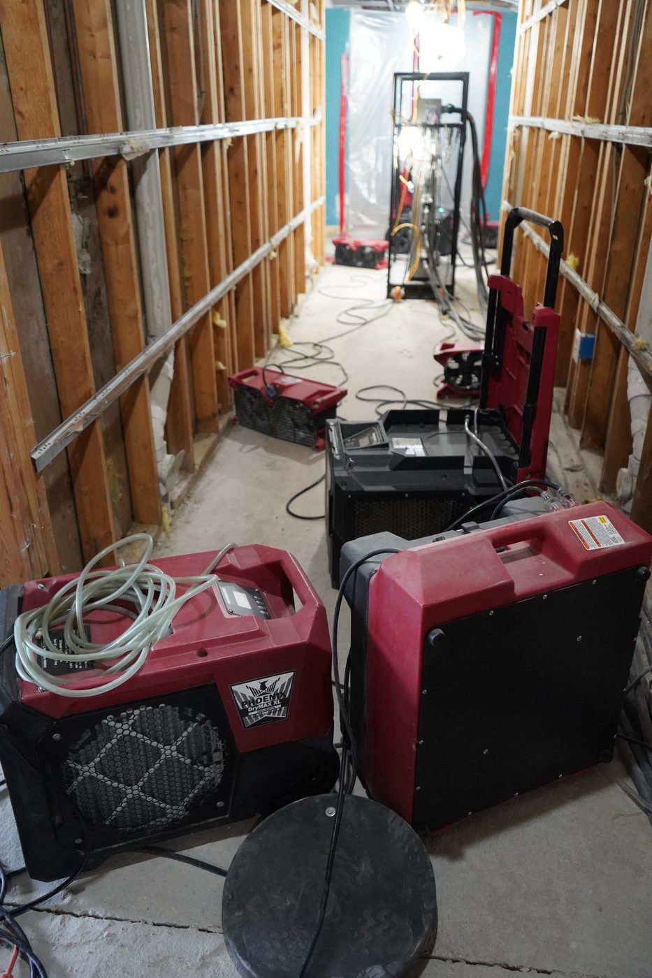 Equipment array deployed for storm water damage
