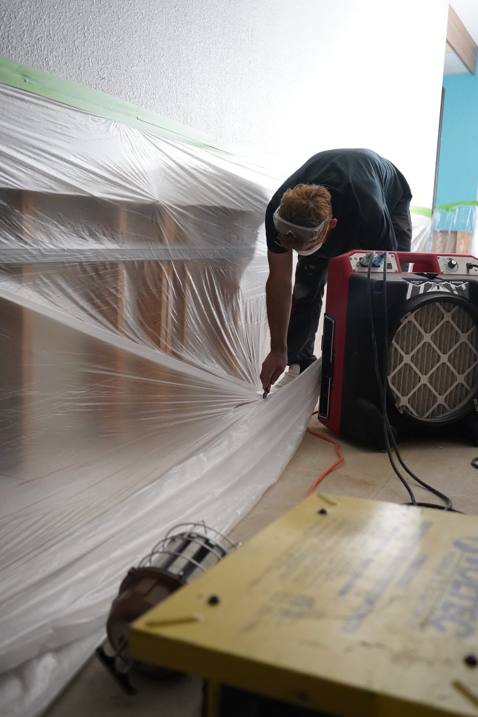 Containment barrier installed for hazmat work